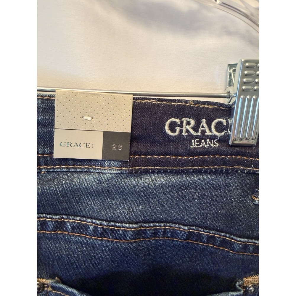 NWT Grace in LA Women's 28 Straight Leg Jeans Easy Fit Denim Stretch Distressed - Picture 11 of 15